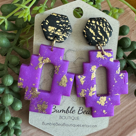 Bright & Funky Aztec Clay Earrings